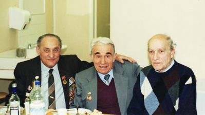 1999 - 45 years of Victory in WWII - war veterans meeting in the Jewish school
Left to right: Abram Schor, Jakov Liebman, Abram Hopp
