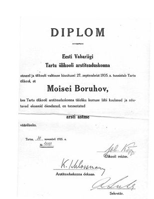Diploma 1935
Max (Moisei) Boruhov
