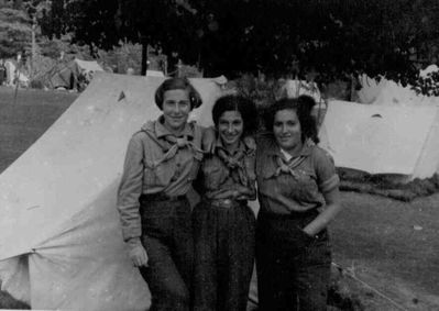 1934 - Hashomer girls in Saaremaa camp
Left to right: Sara Schats, Riva Itzoch (small), Njusa Passov

