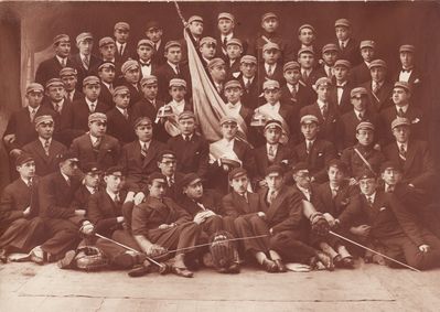 1930-1932 - Hasmonea group
Left to right.
Top row: ?, ?, Stein, ?, ?, Pinchas Kats, Nosson Eidus
Second row from top: ?, ?, Willi Usvanski, ?, ?, ?, Jacob Levitin, 
Third row from top: ?, ?, ?, ?, ?, ?, Valk, ?
4th from top: ?, Ruven Kamenovski, ?, ?, ?, ?, Schmuel (Mulja) Levitin, ?, ?, ?, ?
Second row from bottom: ?, Kropman, Volodja Klompus, ?, ?, ?, ?, ?, ?
Bottom row: 
