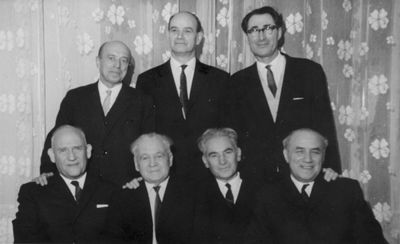 Limuvia friends - 1967, Tallinn
From left to right.
Top row: Ilja (Alya) Isrin; Jossef (Yosi) Pakkin; Aleksander (Sanja) Kan;
Bottom row: Meer (Meika) Gens; Jacov Kropman; Schmuel (Shmuli) Saltsmann; Moisei Serman
Keywords: [I] [P] [K] [G] [S]