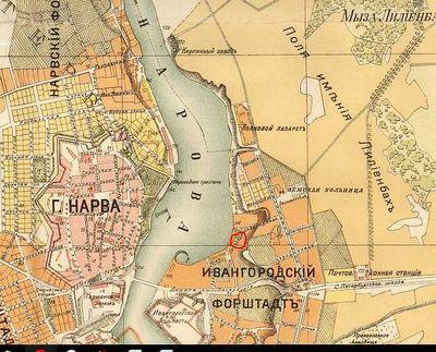 Narva synagogue (Praying house) site in 1905
From 1905 Narva map.
Later the synagogue was at Helsinki str. 12 in the center of the city. Since 1917?
