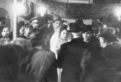 Jewish wedding - Hupa - 1946
The wedding of Rachel Randvee (Zivjan) and Jakov Gerschanovitsch. 7/11/1946. Rabi Gurevitsch and Kats
