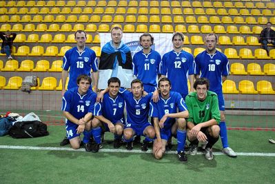 Maccabi football team - 2010
Left to right.
Top: Oleg Laidinen, Aleksandr Zdankevitch, Sergei Balbutski, Aleksandr Berg, Roman Laidinen
Bottom: Anton Gramberg, Juri Frisher (the Captain), Ilja Sterenberg, Maksim Konovalov, Dmitri Grechaniy

