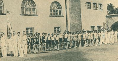 1934 - Estonian Sport games
The Sport games were held on 15-17.6.1934 in Tallinn. Maccabi team in front of the Tallinn Jewish school.
