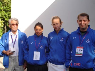XII European Maccabi Games in Rome 4-12/7/2007 - participants
Left to right: Avi Dobrusch (The Team Manager and senior tennis player), Nadja Schein (gold medal in tennis), Vivian Levin (tennis), Mark Kofman (tennis)
