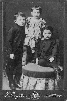 Lazar Epstein children
Left to right: Moissei (1884-1974), Rosa Klompus (Epstein) (1887-?),  Solomon Epstein (1885-1965)
