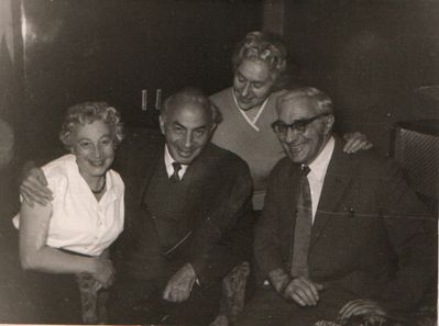 Hasaks - Ami's first visit to Tallinn in 1961 (photo: Ilja Sundelevitsh)
Left to right:  Tsila Manoim (Hasak), Avraham (Ami) Hasak, Rebecca (Raja) Sundelevitsch, Hirsch (Ljeva) Hasak
