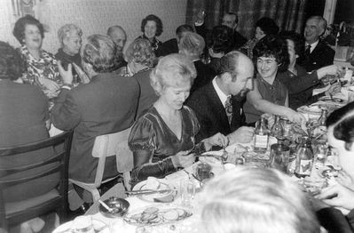 Gerschon Lipavsky 70th Anniversary - 1974, Tallinn
First (closer) table: Tamara Klompus (Banschikov), Dr Mark Klompus, Juliana Sharik (Kan), Bronislava Dymschits, Geha Lipavsky, ?,  Tevja (Totti) Lipavsky, ?, Raja Meiertal, ?, ?, Regina Trapido

