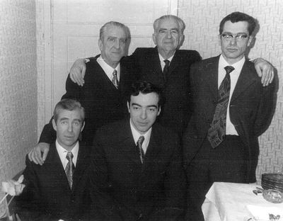 Lipavsky's 1974
At Gerschon Lipavsky's 70th Anniversary
Standing left to right: Tevje (Totti) Lipavsky, Gershon (Geha) Lipavsky, Dan Lipavsky
Sitting: Harry Lipavsky, Leonid Lipavsky
