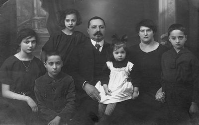 Dr Mendelev family ~ 1925 Tartu
Left to right: Sofia Karmi-Gelbart  (Mendelev),  Aleksander Mendelev, Ella Zlaff (Mendelev), Dr Schmuel Mendelev, Pesse Mendelev, Haja Sara Mendelev (Ilion), Ruven (Roman) Mendelev
