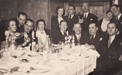 Happening
Left to right.
?, Oka Pakin, ?, ?, ?, ?, Maks Besprosvanie, ?, ?, Julius Besprosvanie, ?, ?, ?
Keywords: [unknown]