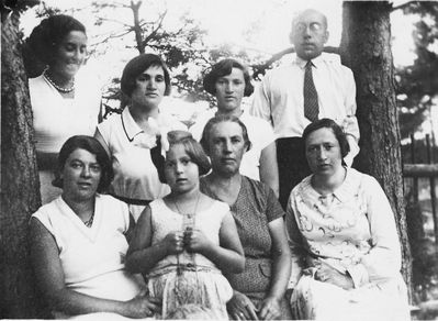 Rogovski family in 1928/9 at Vormsi island where they had a pharmacy
Left to right.
?, ?, ?, Josif Rogovski
Sonja Rogovski, Sima Rogovski, Fruma ?, Pesa Rogovski (Zlav)
