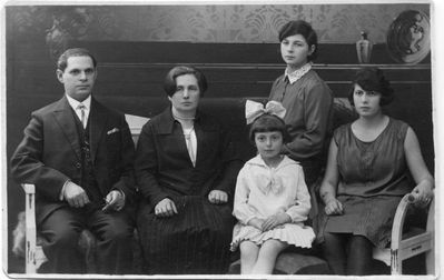 Schkop family - 1926 Tartu
Left to right: Jacob Schkop, Rosa Schkop (Rosenko), Masha Schkop, Rikka (Rachel) Schkop, Sima Schkop (the girl)
