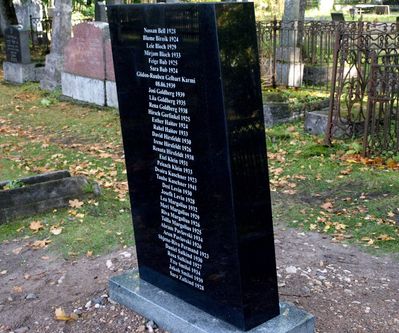 In memory of 34 Jewish children killed in Pärnu. Opening ceremony on 15.11.2009 - the names

