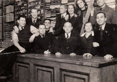 Lerenmann's shop
Standing left Stein, standing II from right Fruma Katsev (Katsin),
first row in the middle Lerenmann
