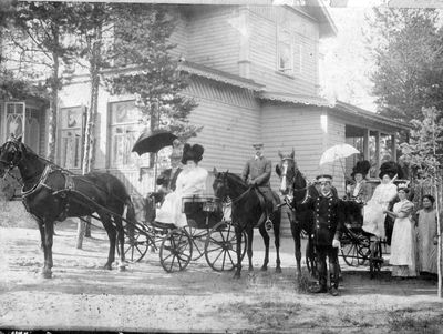 Around 1918
"To me this is a remarkable considering when it was taken. In it is my grandmother Ester's sister Klara [Lasarov / Lasarev] sitting in the 1st carriage. She was a hatmaker. My guess is that it was taken around 1918." Julius Maslovat. 

