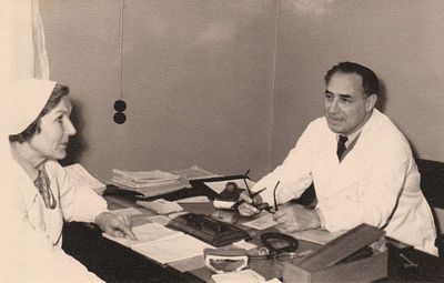 Serman Moissei at work in Polyclinic.  1949-1950
