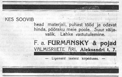 Furmansky Moses and sons Isak and Tevje
