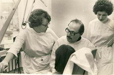 Dental polyclinic in Tallinn at Hariduse tn.  1969.
Dr Reet Pärn, Dr Elazar Beltschikov (1929-2009), ? 
Keywords: [B]