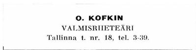 Kofkin Oskar. Shop in Rakvere
