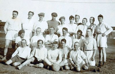 From "Tartu ASK jalgpallimeeskond 1920-1929"
Left to right:	
I row: 2. August Meos, 3. Aleksander Ipsberg (Indre).
II row: 3. Lamp, 6. [u][b]Jakob Levin.[/b][/u]
III row: 2. Piller, 3. J. Schütz (Sütiste), 4. Eugen Neumann (Uuemaa), 5. Johannes Zimmermann, 7. Ado Tamm, 10. Grimm
Keywords: [L]