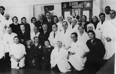 Pärnu polikliinik (Pärnu policlinic). February 1941.
I row second from right - Dr Schmuel Haitov 
