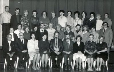 Group of doctors of the Tallinn Psycho-neurology hospital. 1983.
I (lower) row: Endel Päll; 2. Aare Srgo; 3. Airi Värnik; 4. Maarja Taal; 5. Arvo Haug; 6. Igor Troitski; 7. Ingeborg Paulus; 8. Anne Alro; 9. Helju Sepp.
II row: Jekaterina Strelova; 2. [u][i]Regina Kon[/i][/u]; 3. Milvi Tuksam; 4. Maret vaino; 5. Vladimir Kukk; 6. Aili Vaarask; 7. Laine Tulmin; 8. Ritta Mihkelsoo; 9. Malle Vahtra; 10. Ellen Grüntal; 11. Kai Konsap; 12. Mirok Millerman.
III row: Peeter Valvur; 2. Jaanus Mumma; 3. Emma Morozova; 4. Ljubov Petrova; 5. Helve Gofman; 6. Ella Ivandi; 7. [u][i]Bina Glikman[/i][/u]; 8. Maire Ermel; 9. [i][u]Leja Nasalevits[/u][/i]; 10. Lidia Laulik; 11. Aili ennet; 12. [u][i]Inessa Rubinstein[/i][/u]; 13. Eve Kukkela
