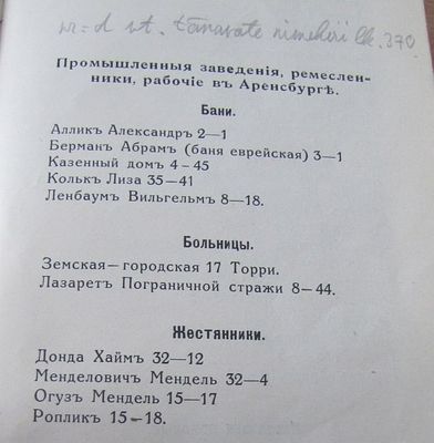 Kuressaare (Arensburg) Jewish tinsmiths
Donda, Ogus, Mendelovitsch  
