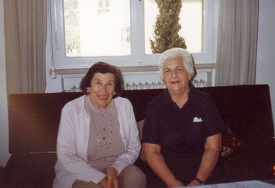 Miriam Schampal (Schulklepper) left and Lena Manor (Rutstein) - 1995, Jerusalem
