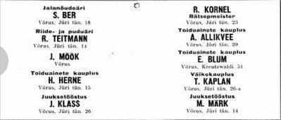 Võru shops -  S. Ber, R. Teitman, T. Kaplan
