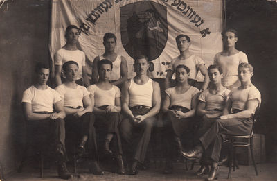 Maccabi team (probably gymnastics). ~1922.
In the middle - Utechin; Standing second from left - Max Feinstein
